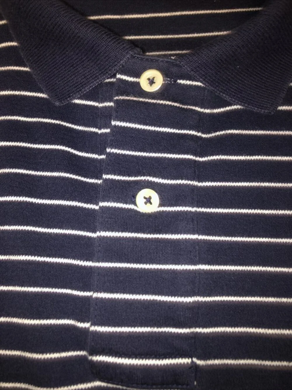 Polo Ralph Lauren Polo Shirt Mens L Blue White Striped Knit Short Sleeve Cotton